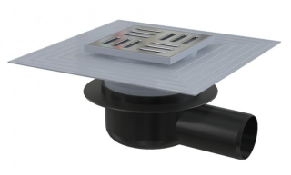 Сливной трап AlcaPlast 105 ? 105/50мм воротник – 2-х уровневая изоляция гидрозатвор – сухой для установки снаружи решетка - хром APV26C